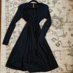 Rachel Pally Black Long Sleeve V-Neck Empire Waist Dress XS